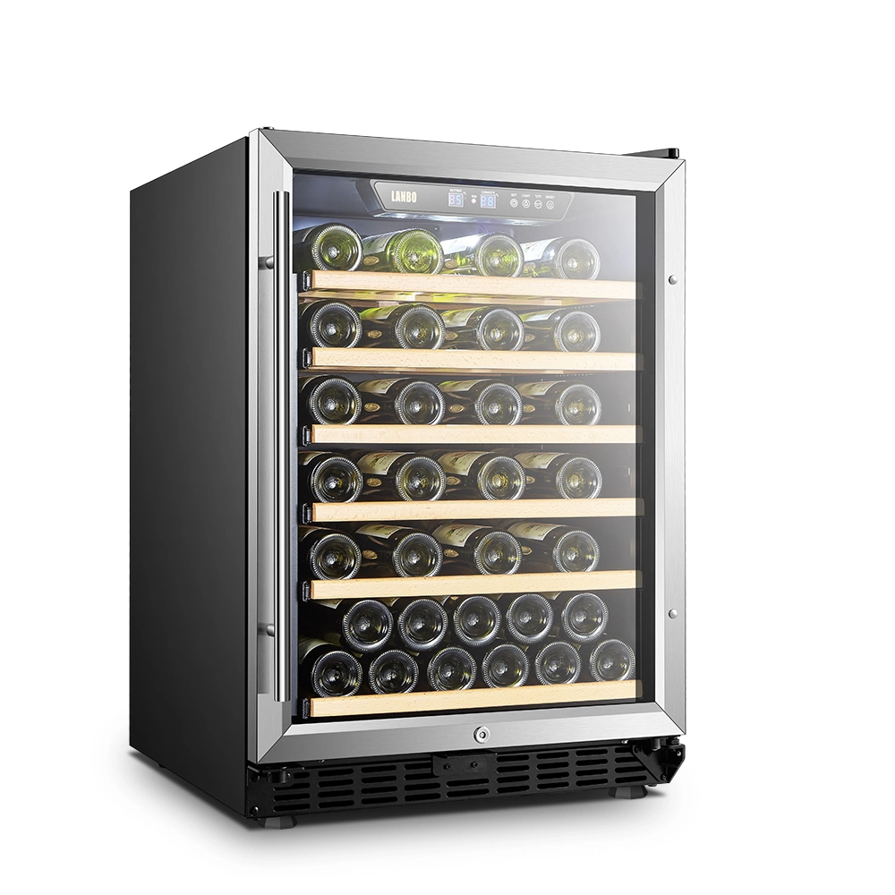 154L 51 Bottles Single Zone Curved Stainless Steel Wine Cooler/ Wine Refrigerator/Wine Fridge